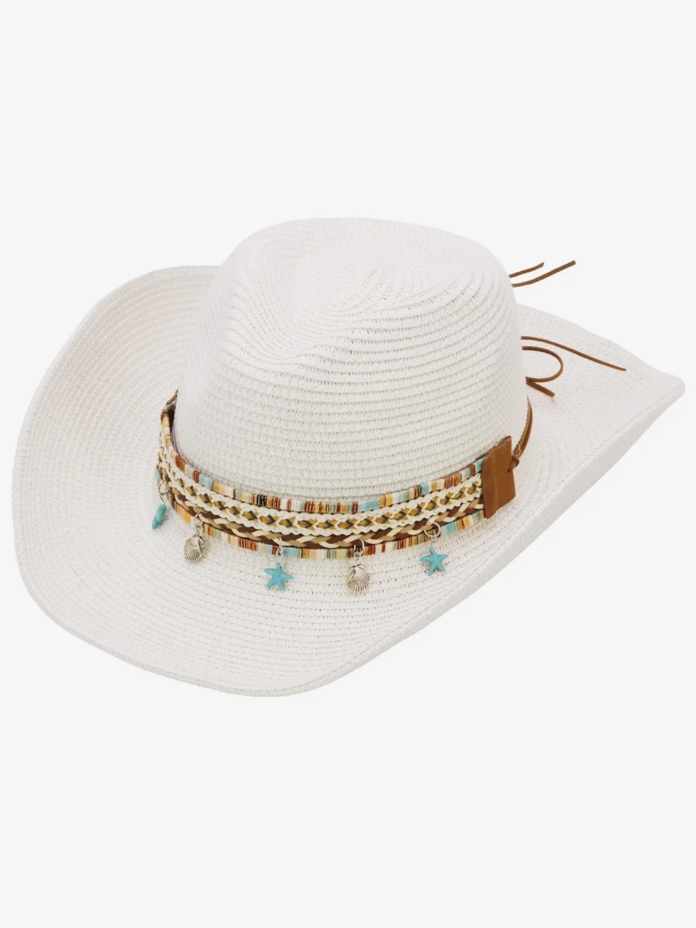 Blue boho tassels  Tribal cowboy hat